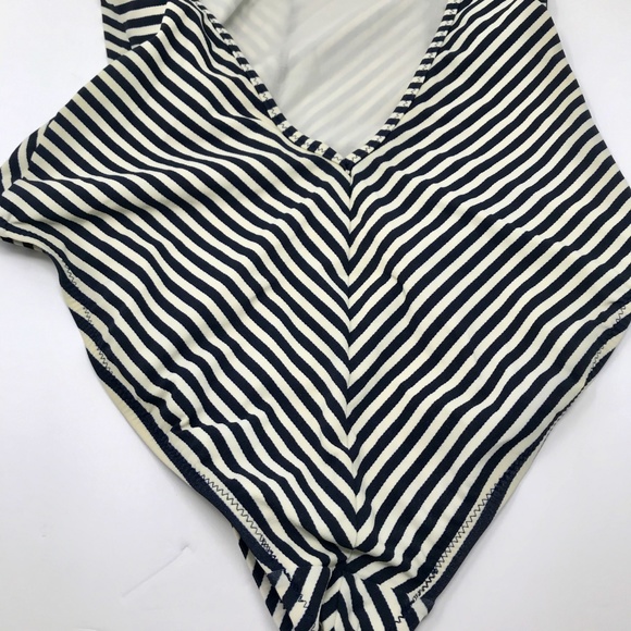 Tory Burch One Piece Swimsuit Black White Stripe - Picture 6 of 8